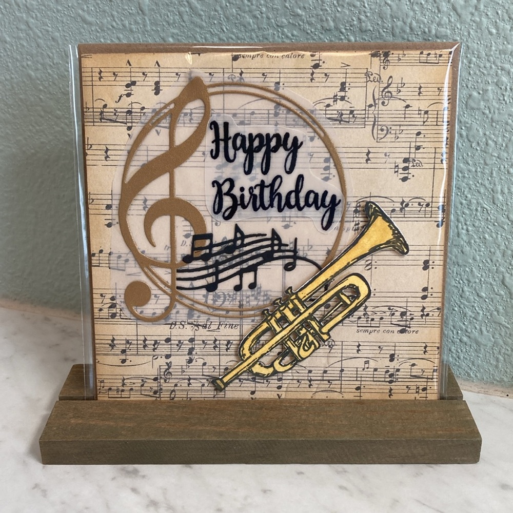 Happy Birthday Trumpet Music Handmade Card
